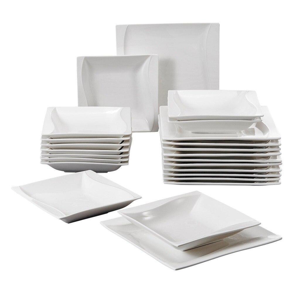 MALACASA Elisa 24-Piece White Porcelain Dinnerware Set (Service