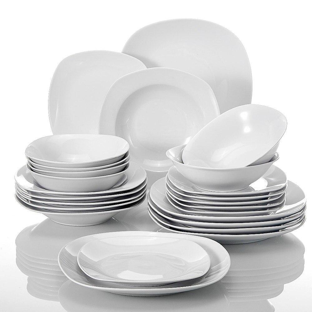 MALACASA 6-Piece White Porcelain Dinnerware in the Dinnerware
