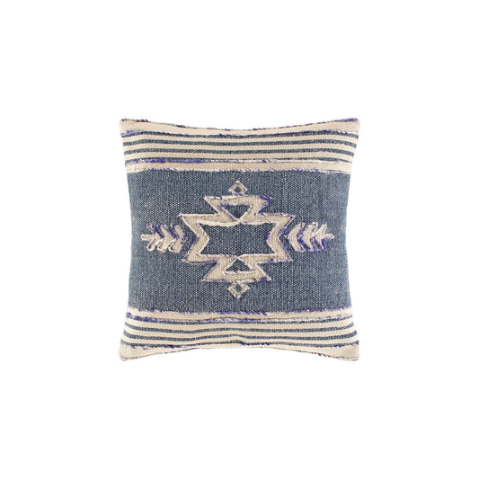 Blue Hand Woven Aztec Pillow - Nordic Side - 
