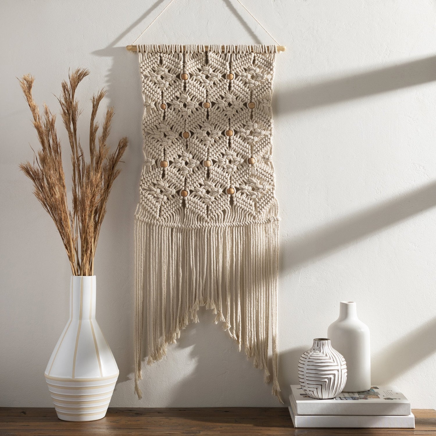 Beaded Macrame Woven Wall Tapestry - Nordic Side - 