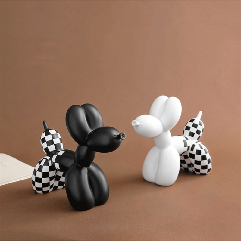 Checkered Balloon Dog Sculpture Collection