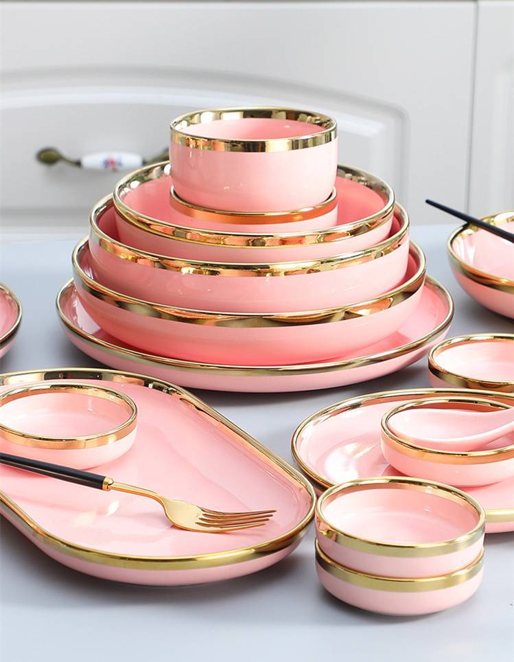 Pink Elegant Pink Ceramic Tableware Set