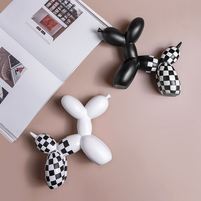 Checkered Balloon Dog Sculpture Collection