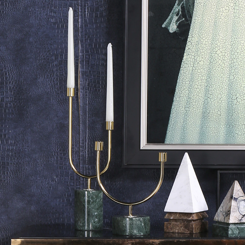 Olinda Retro Brass Candlesticks