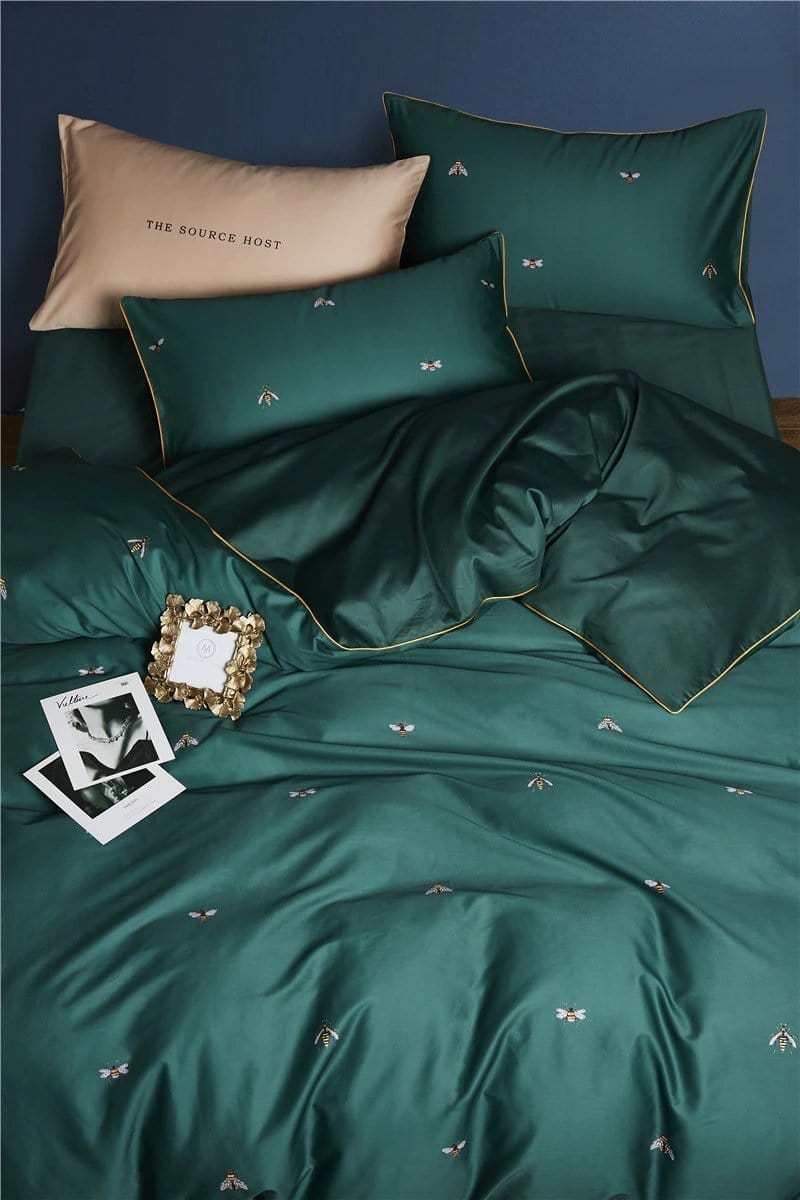 Bee Green Duvet Cover Set (Egyptian Cotton)