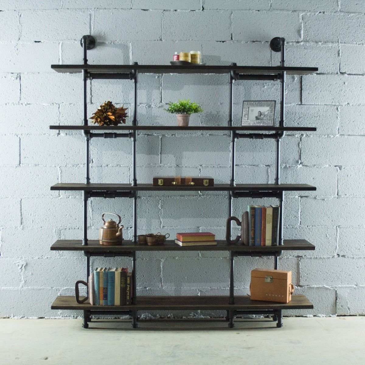 Modern Industrial Five Shelf Large Bookcase - Nordic Side - 10-18, feed-cl0-over-80-dollars, furniture-pipeline, furniture-tag, US