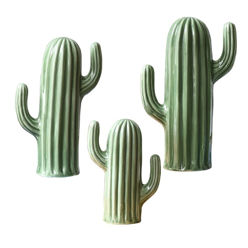 HomeQuill™ Ceramic Cactus Figurines - Nordic Side - 