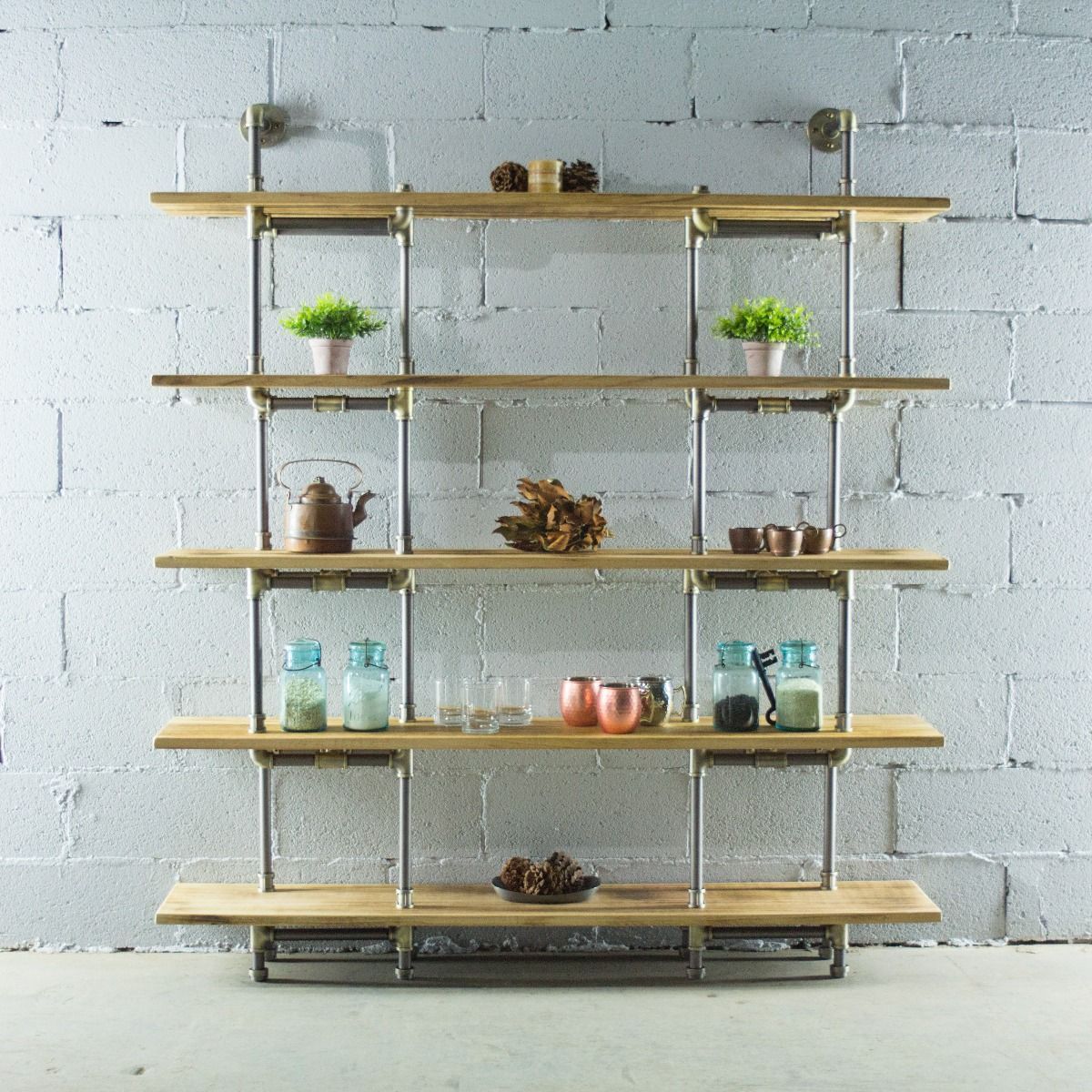 Modern Industrial Five Shelf Large Bookcase - Nordic Side - 10-18, feed-cl0-over-80-dollars, furniture-pipeline, furniture-tag, US