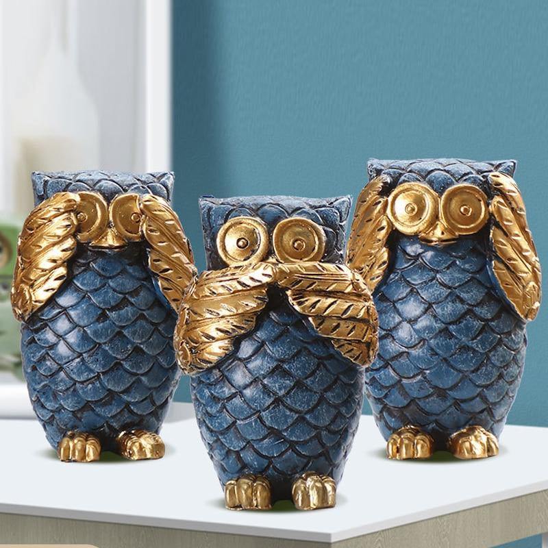 Miniature Owl Figurines - Nordic Side - figurine, owl