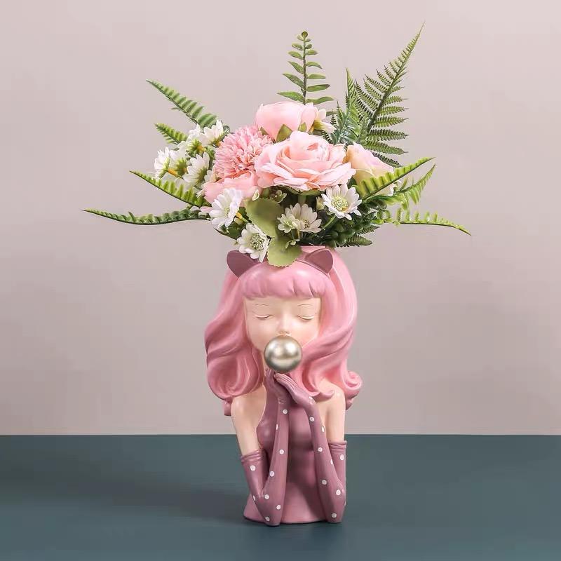 Parita Bubblegum Girl Planter - Handcrafted Resin