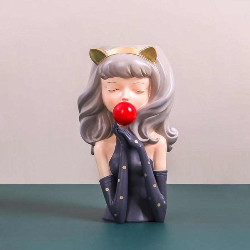 Parita Bubblegum Girl Planter - Handcrafted Resin