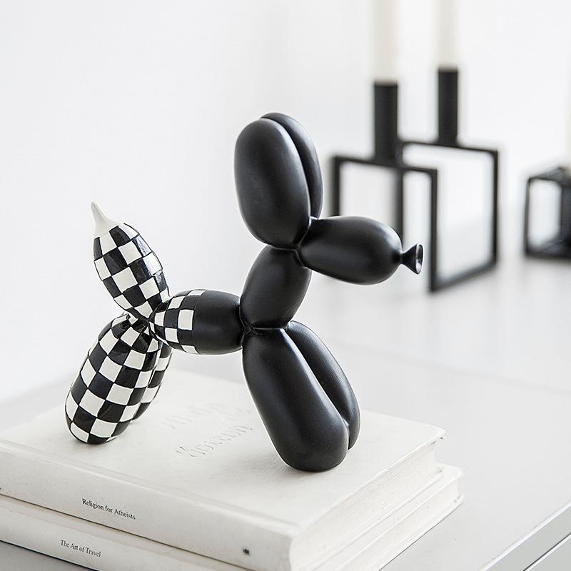 Checkered Balloon Dog Sculpture Collection