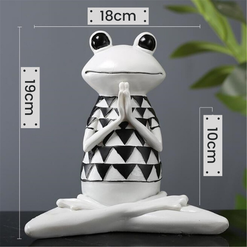 HomeQuill™ Modern B&W Yoga Frog Figurines - Nordic Side - 