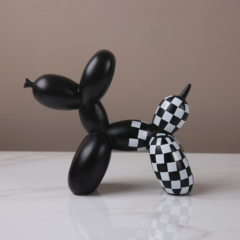 Checkered Balloon Dog Sculpture Collection