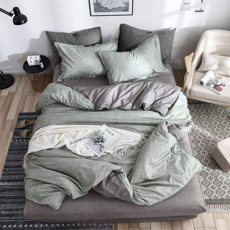 Two Tone Duvet Cover Set - Nordic Side - bed, bedding, duvet