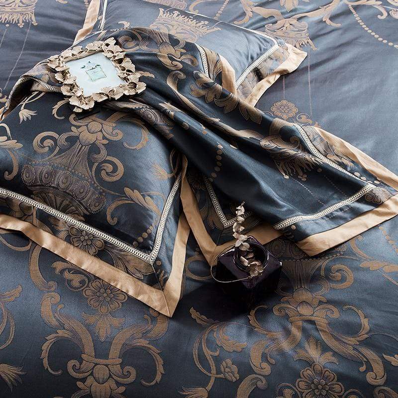 Luxury Silk Jacquard Duvet Cover Set - Nordic Side - bed, bedding, bedroom, duvet