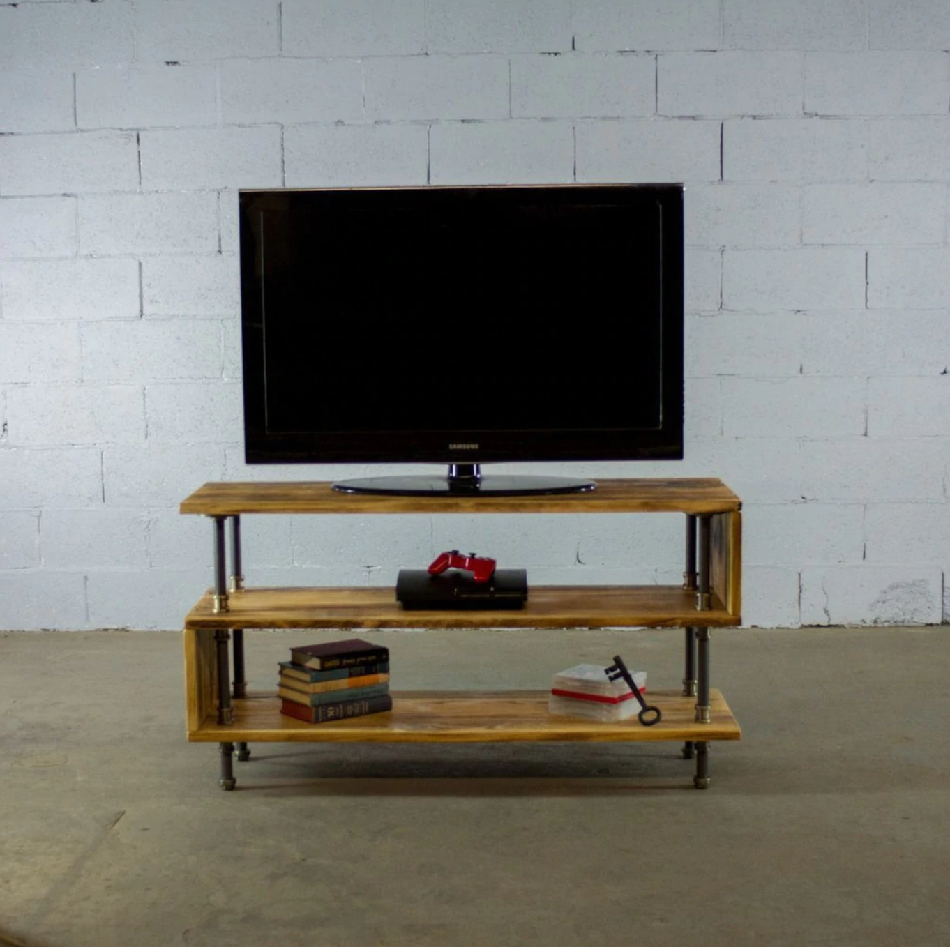 Modern Aged Wood Finish TV Cabinet