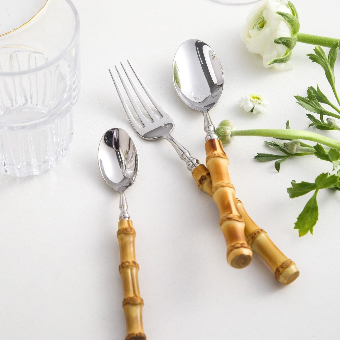 Vintage Luxury Bamboo Handle Flatware