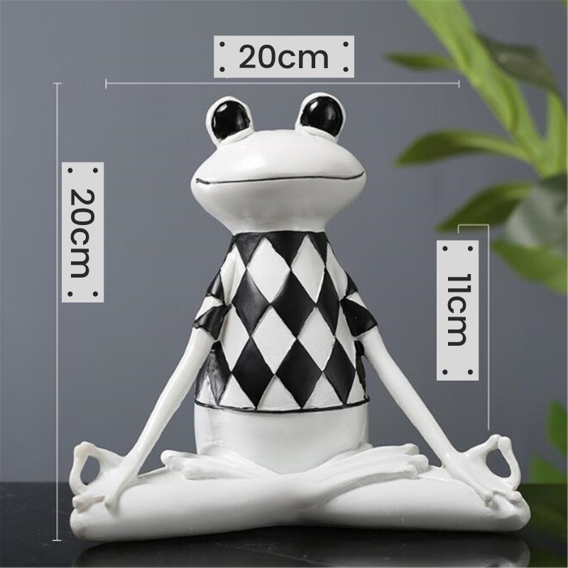 HomeQuill™ Modern B&W Yoga Frog Figurines - Nordic Side - 