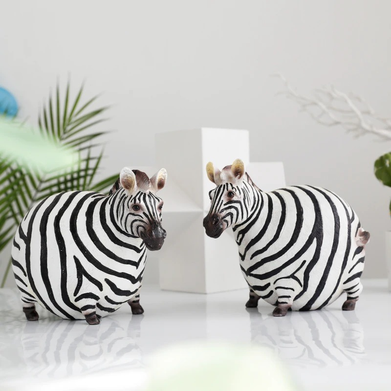 HomeQuill™ Fat Zebra Figurines - Nordic Side - 