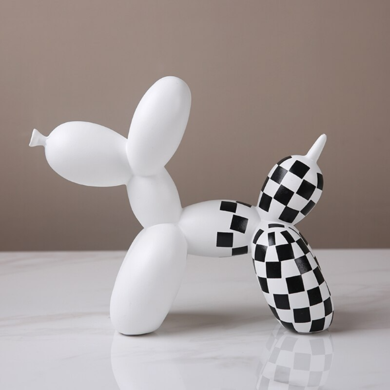 Checkered Balloon Dog Sculpture Collection