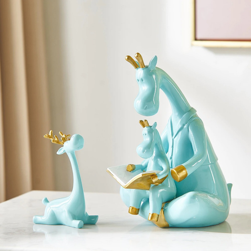 HomeQuill™ Bionic Style Blue Giraffe Figurine Set - Nordic Side - 