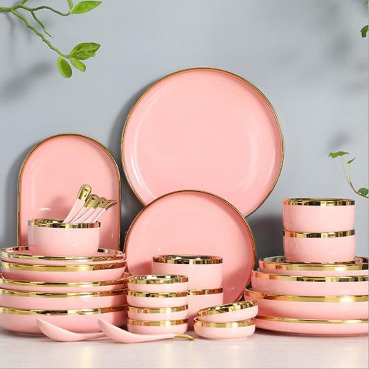 Pink Elegant Pink Ceramic Tableware Set