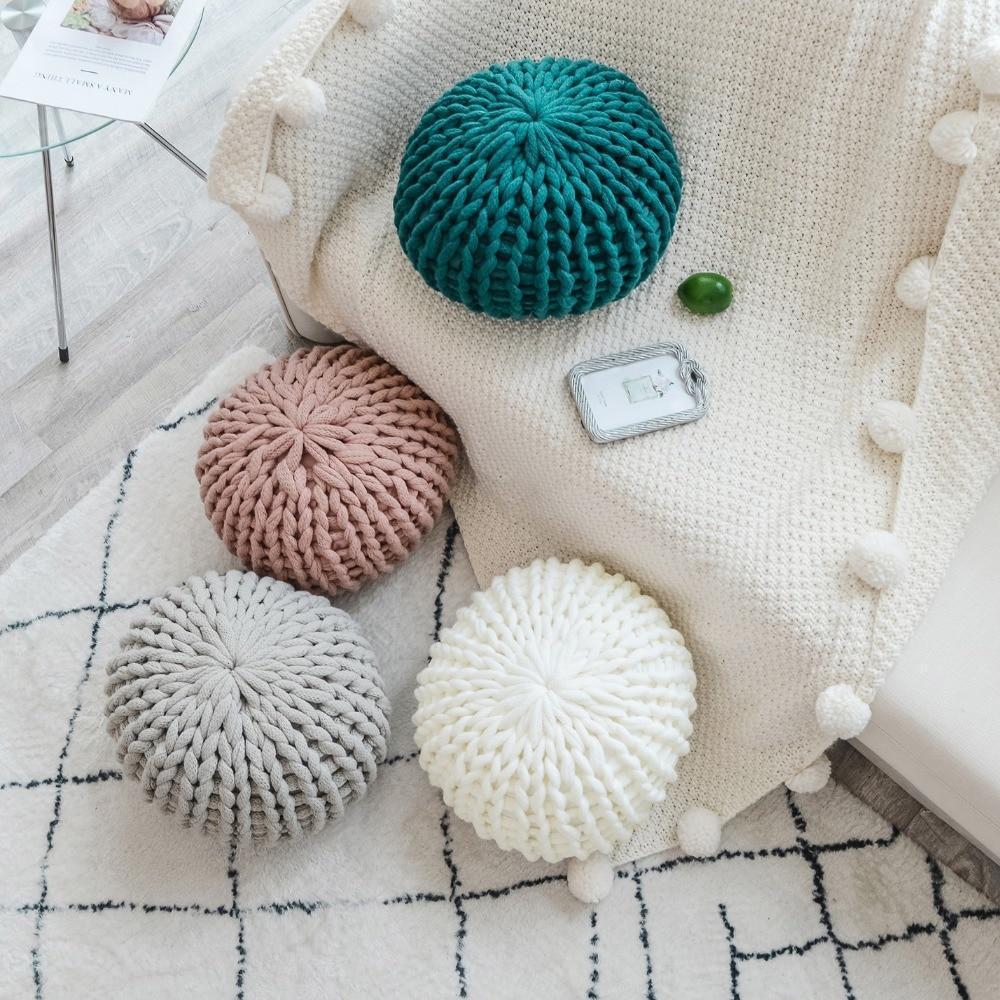 Knitted Pouf - Nordic Side - Decor, Living Room, not-hanger, Pillows