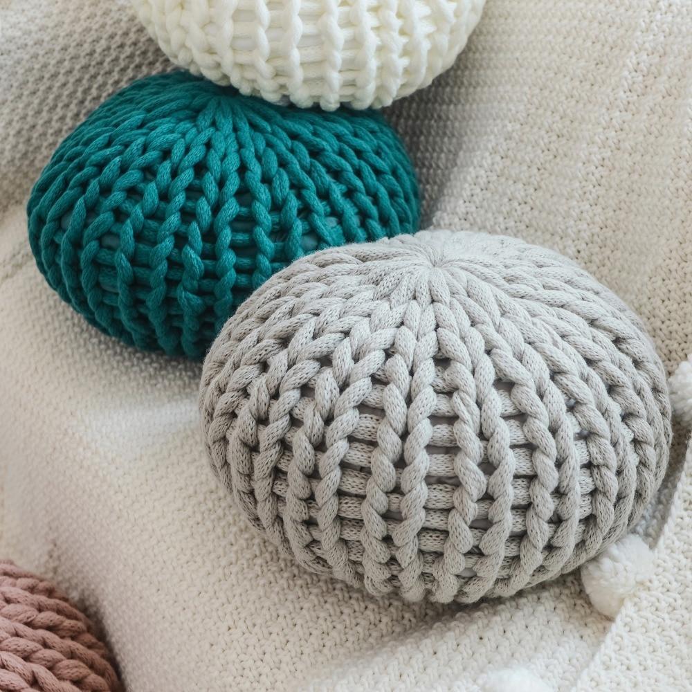 Knitted Pouf - Nordic Side - Decor, Living Room, not-hanger, Pillows