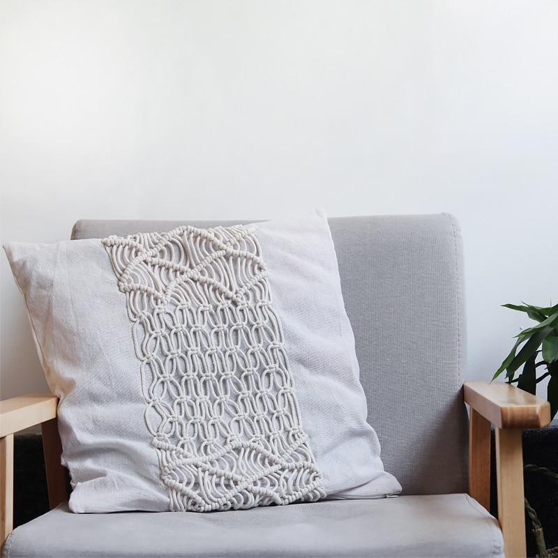 Hand Woven Macrame Pillow Cushion Cover - Nordic Side - Living Room, MacramÃ©, not-hanger, Pillows