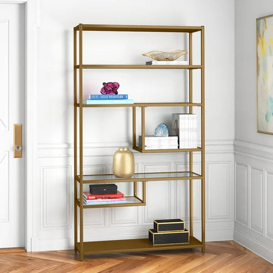 Trocadero 72'' H X 40'' W Steel Geometric Bookcase