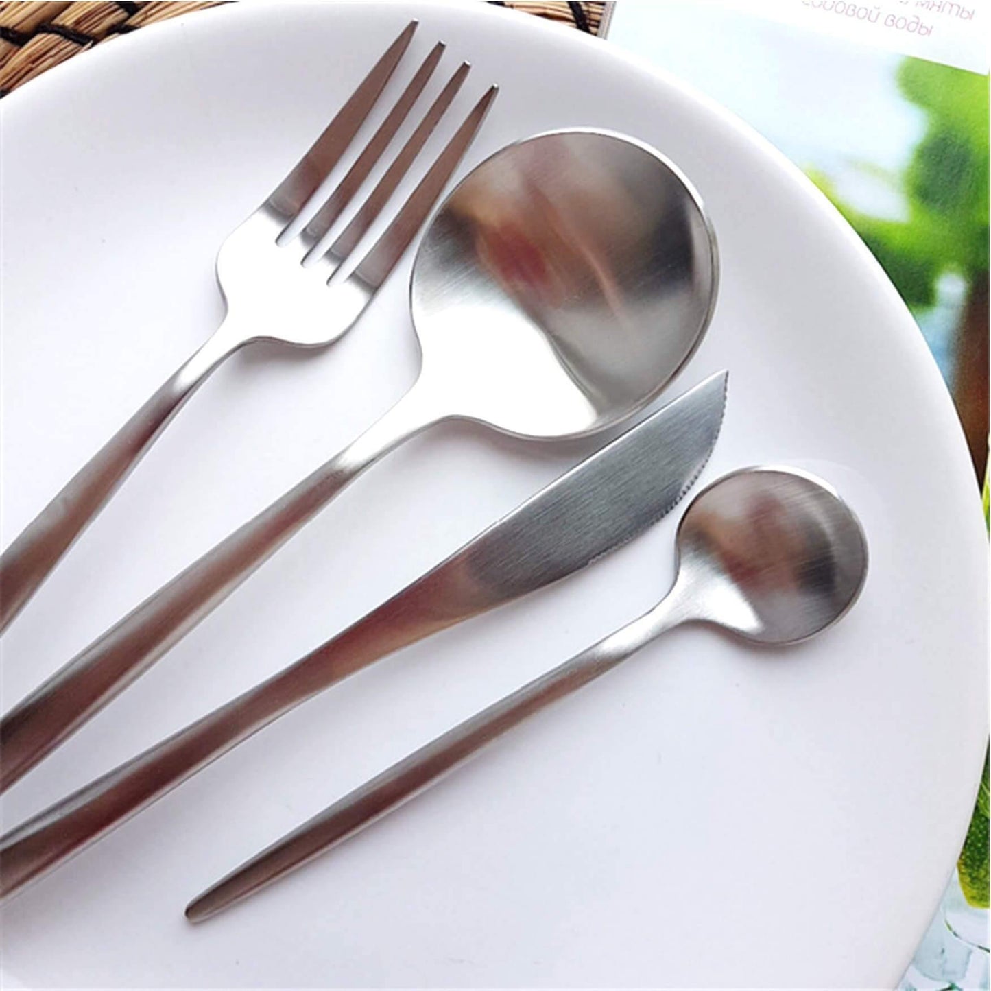 4 Psc Silver Cutlery Set - Nordic Side - 