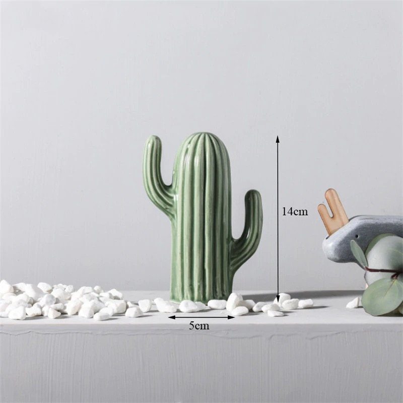 HomeQuill™ Ceramic Cactus Figurines - Nordic Side - 