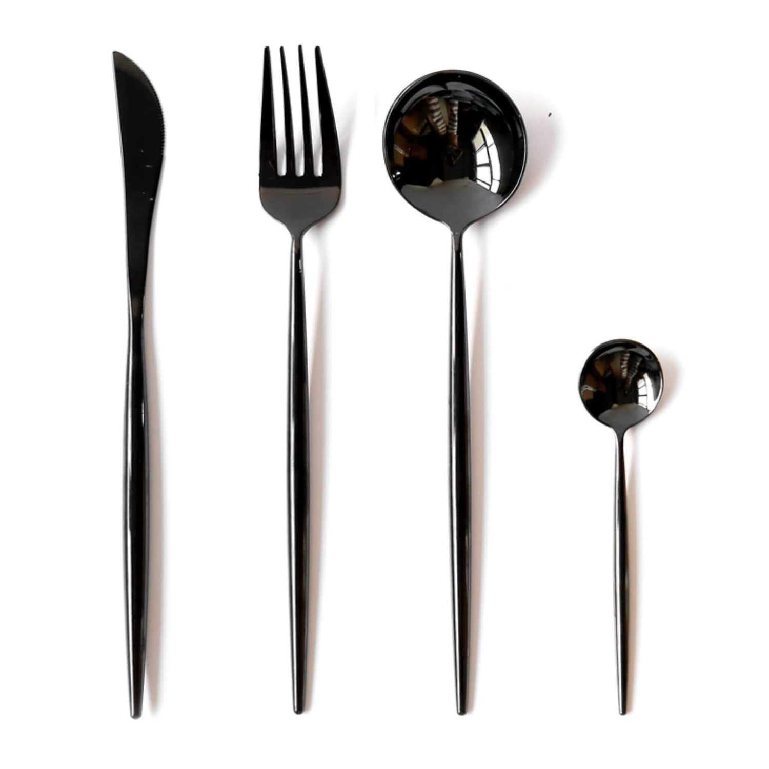 4 Pcs Mirror Surface Black Cutlery Set - Nordic Side - 