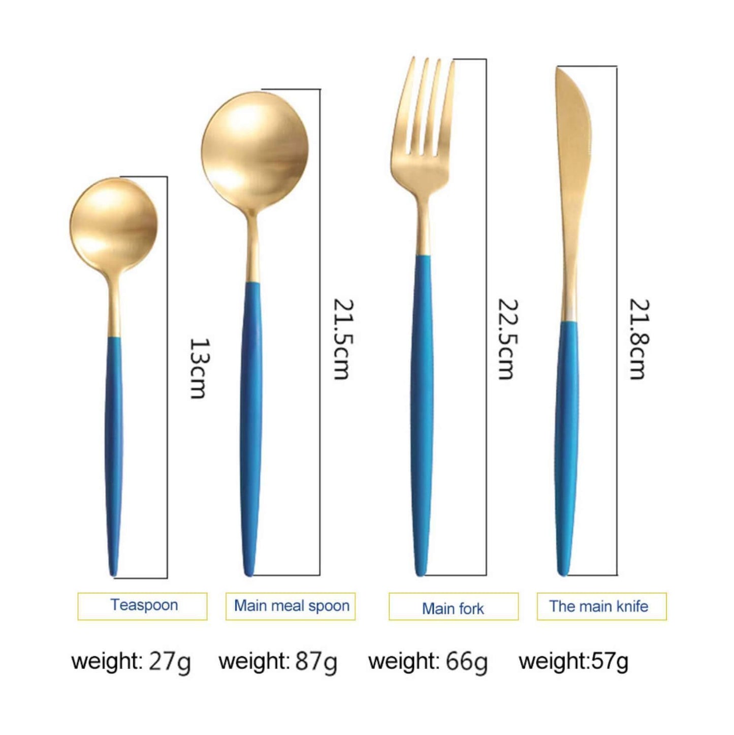 4 Pcs Blue & Gold Cutlery Set - Nordic Side - 