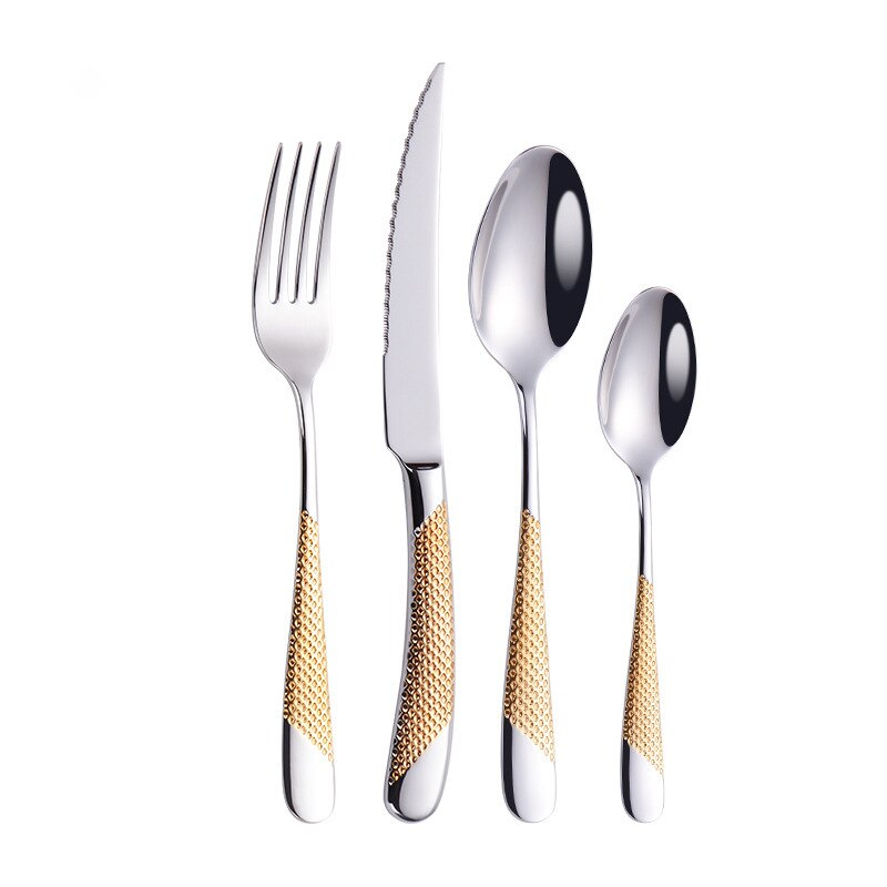 Ferran Diagonal Textured Stainless Steel Cutlery Set - Nordic Side - 24, Cutlery, Diagonal, Ferran, Pcs, Set, Stainless, Steel, Textured