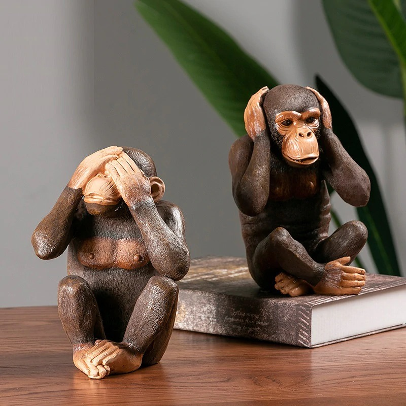 HomeQuill™ Three Wise Monkeys Figurines - Nordic Side - 