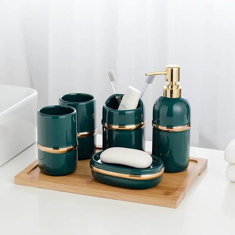 Gold Ring Bathroom Accessories Set - Nordic Side - bath, bathroom accessories