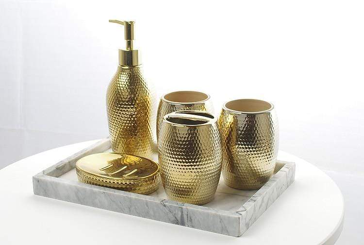 Gold Gloss Bathroom Accessories Set - Nordic Side - bathroom accessories