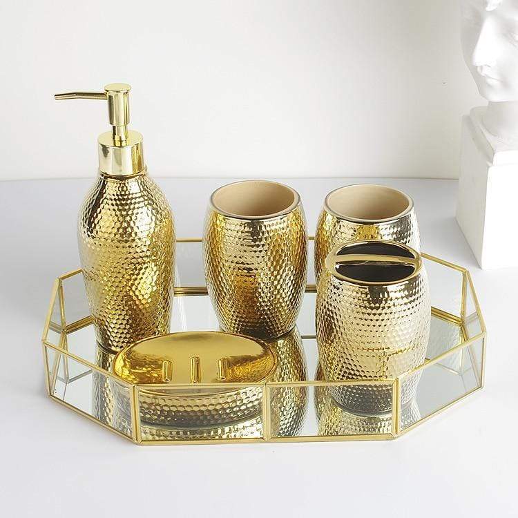 Gold Gloss Bathroom Accessories Set - Nordic Side - bathroom accessories