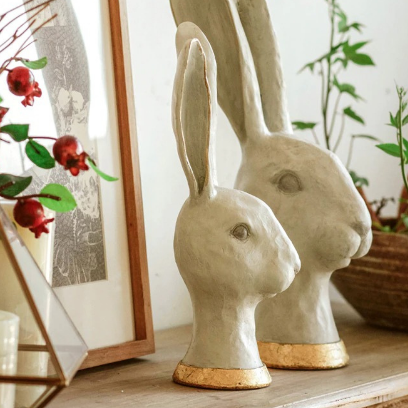 HomeQuill™ Polly Rabbit Head Statue - Nordic Side - 