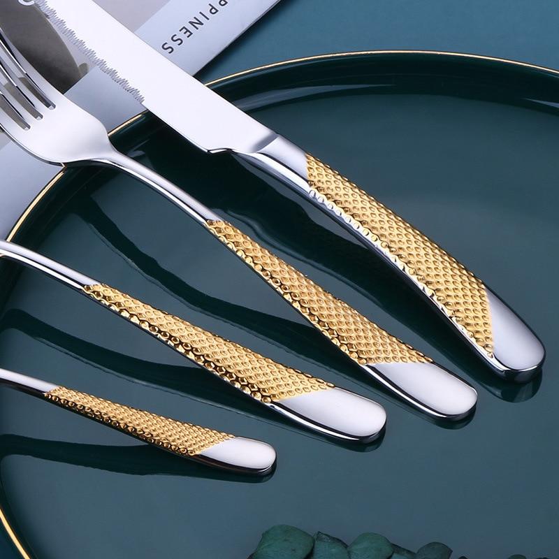 Glossy Elegant Stainless Steel Flatware Set