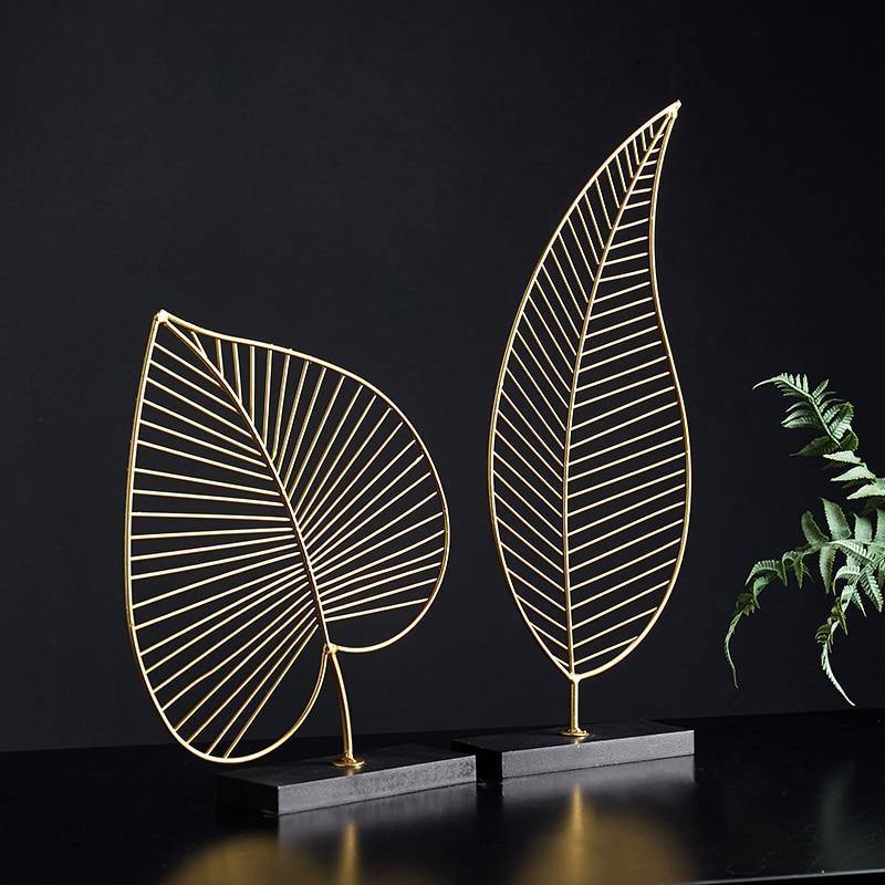 Modern Nature Figurines (Pair) - Nordic Side - figurine, flower, leaf, modern, nature, wreath