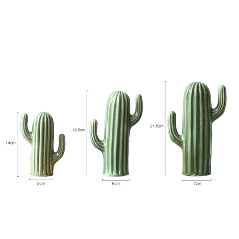 HomeQuill™ Ceramic Cactus Figurines - Nordic Side - 