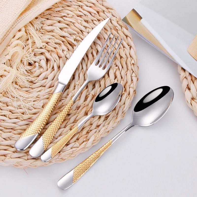 Glossy Elegant Stainless Steel Flatware Set