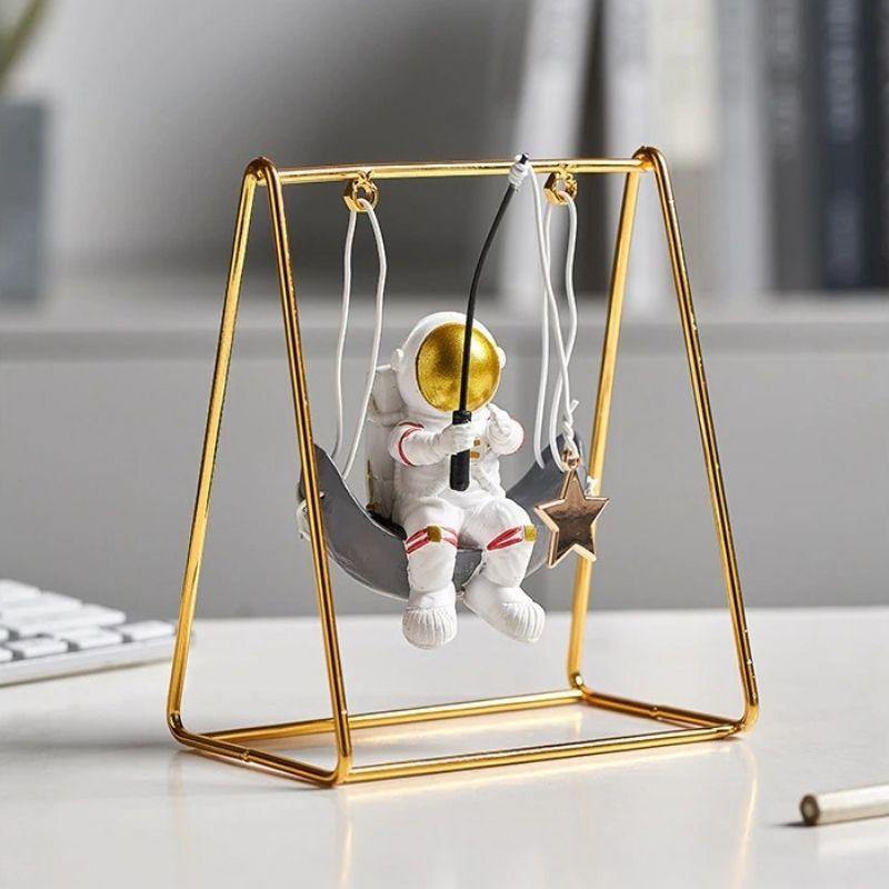 HomeQuill™ Mini Astronaut on a Swing Figurine - Nordic Side - 