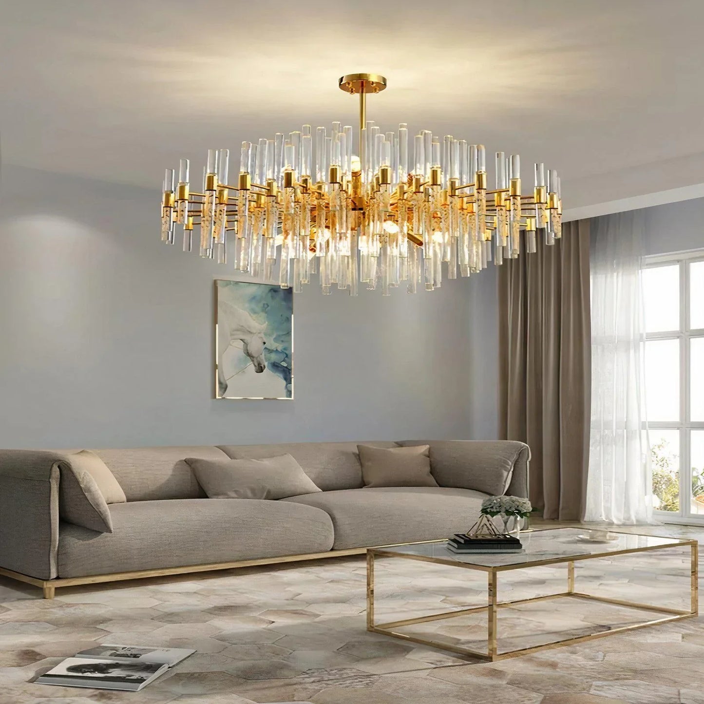 Acadia Luxury Gold Crystal Chandelier