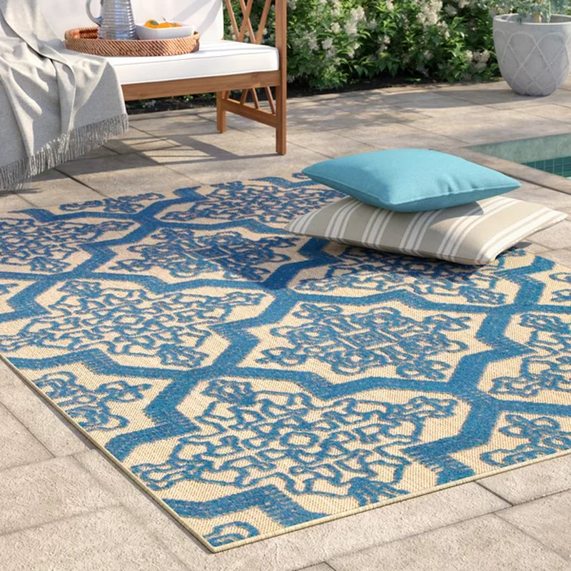 Laub Power Loom Sand/Blue Indoor/Outdoor Rug