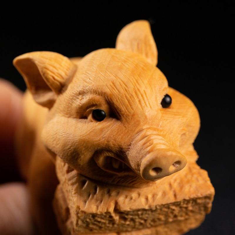 Wooden Artisan Pig Decor