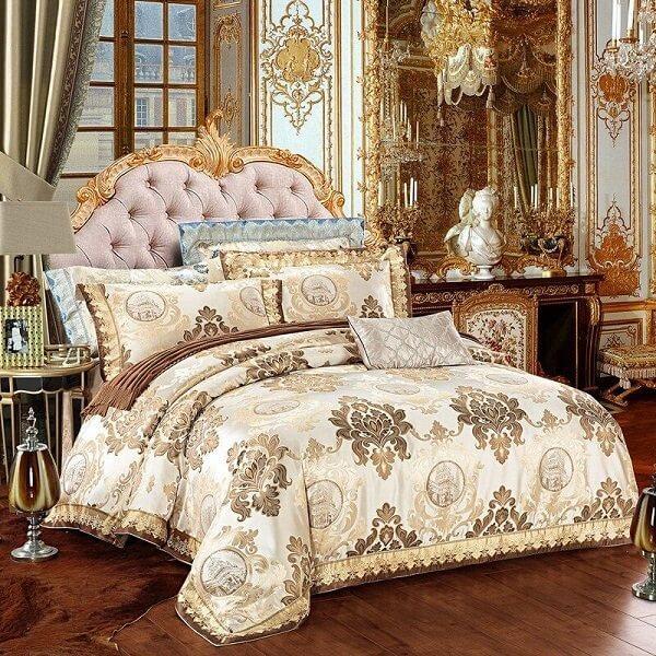 Anorfa Golden Jacquard Satin Luxury Duvet Cover Sets - Nordic Side - amazing, Anorfa Golden Jacquard Satin Luxury Duvet Cover Sets, archidaily, archilovers, architecture, architecturelovers, 